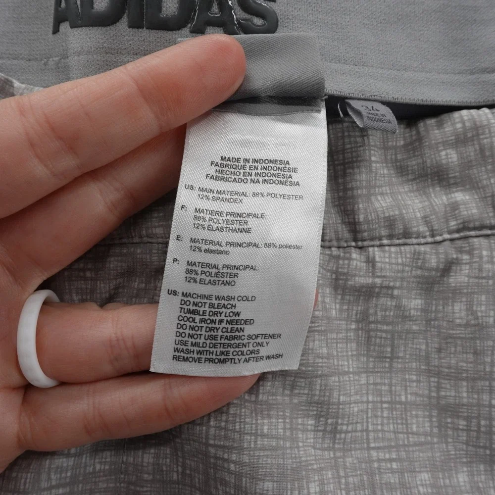 Adidas Performance Golf Shorts Size 34x10 Gray Plaid‎ Mens Lightweight Stretch